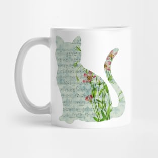 Floral Sheet Music - Cat Mug